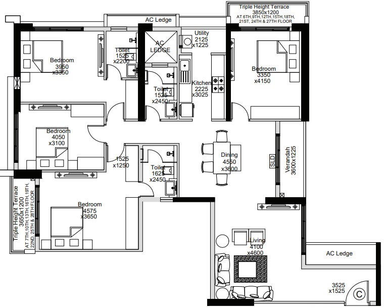 Crown At Aquaview 3 BHK