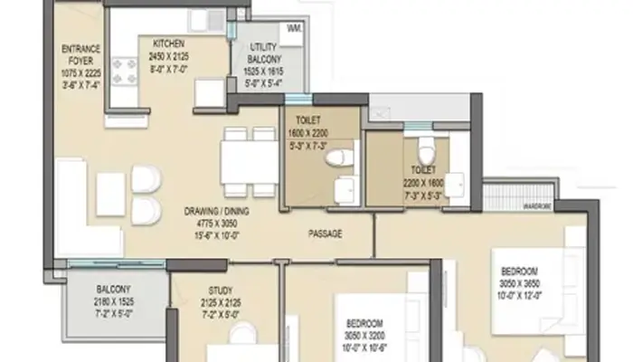 3 BHK Floor Plan