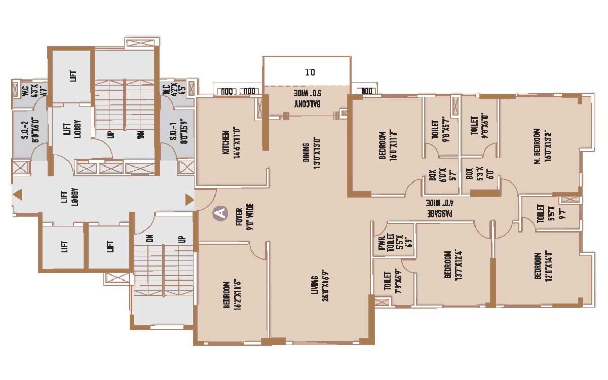 PRAVYA 3 BHK 2 Toilets Floor Plan